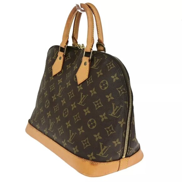 LOUIS VUITTON LV Logo Alma Hand Bag Monogram Leather Brown France M51130 35HB980 - Picture 14 of 16